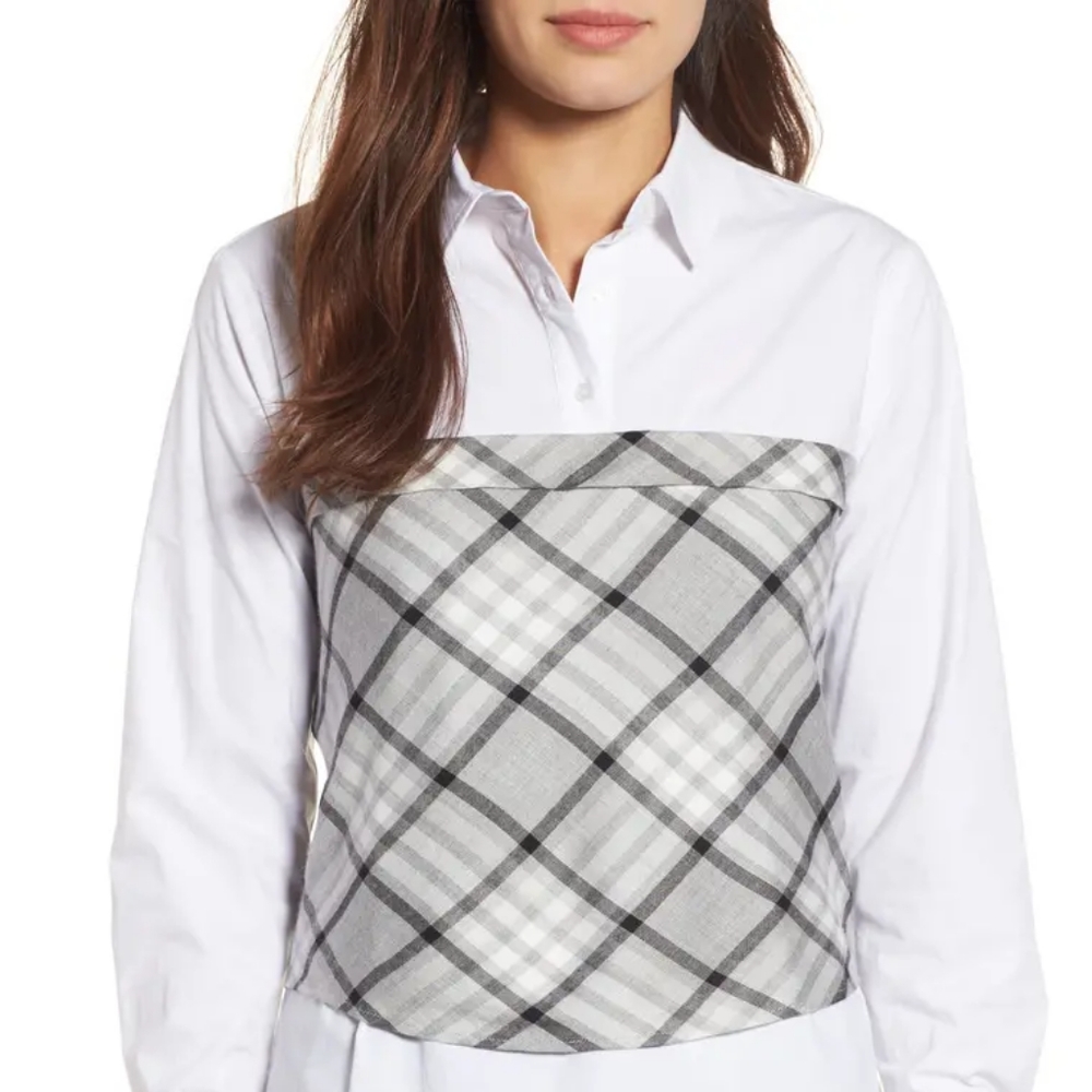 PLEIONE PLAID CORSET SHIRT NWT